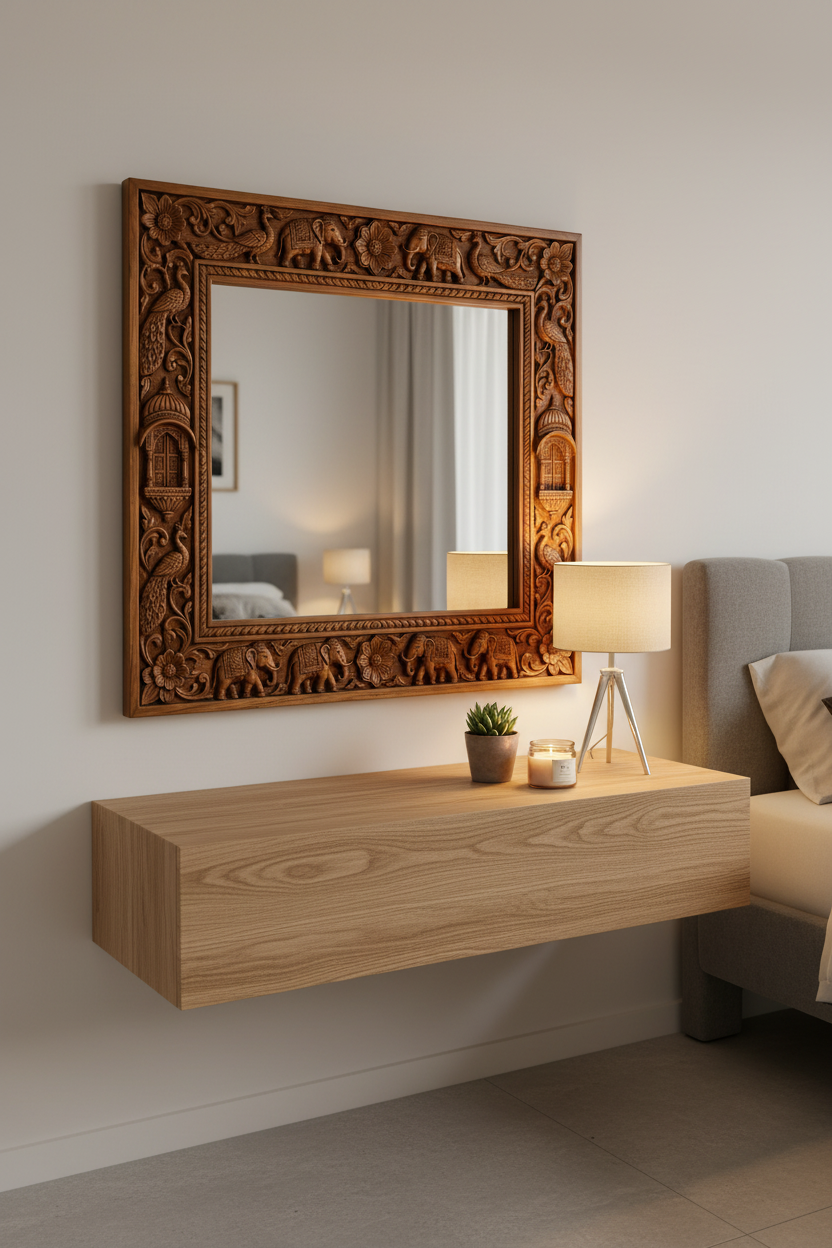 Maharaja Heritage Rectangular Wooden Wall Mirror — former listing image 1