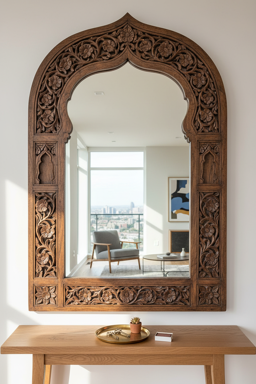 Vintage Jodhpur Jharokha Wooden Wall Mirror — former listing image 1